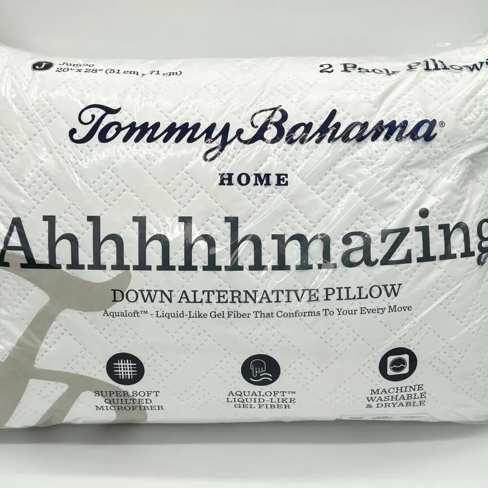 2 Pillows Tommy Bahama Ahhhhhmazing Down Alternative Aqualoft Pillow Set New